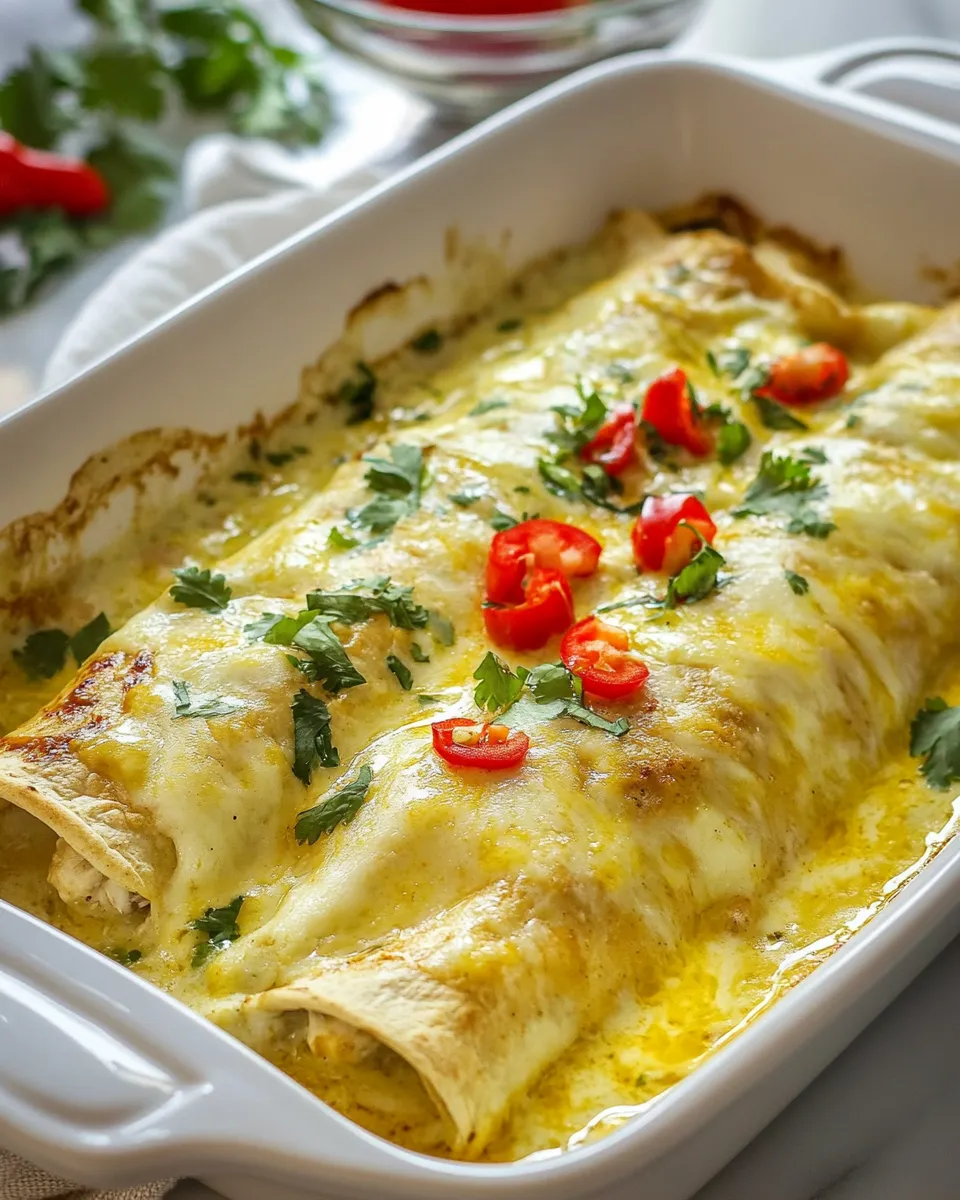Easy Creamy Chicken Enchiladas food shot