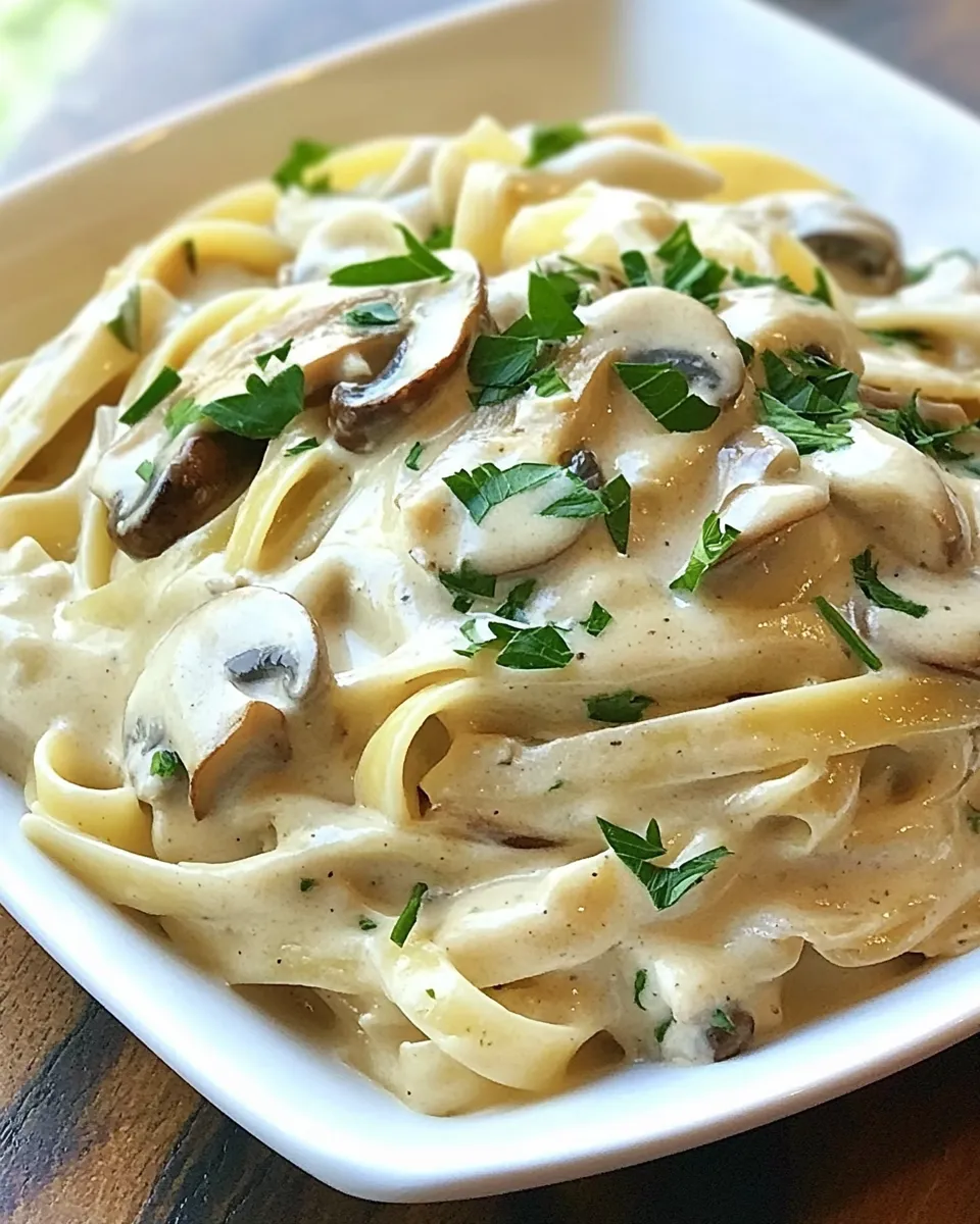 Classic Creamy Garlic Mushroom Pasta image
