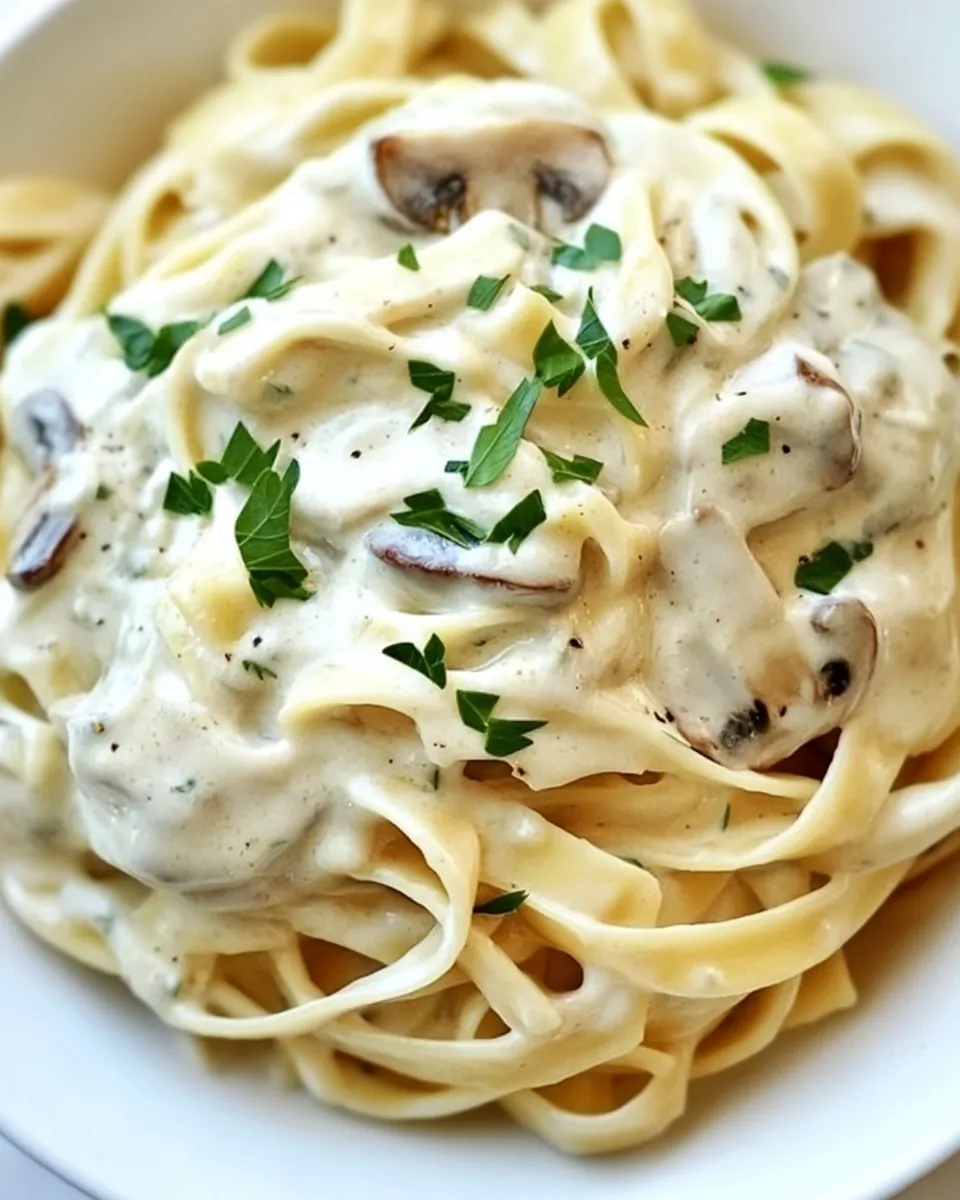 Delicious Creamy Garlic Mushroom Pasta shot