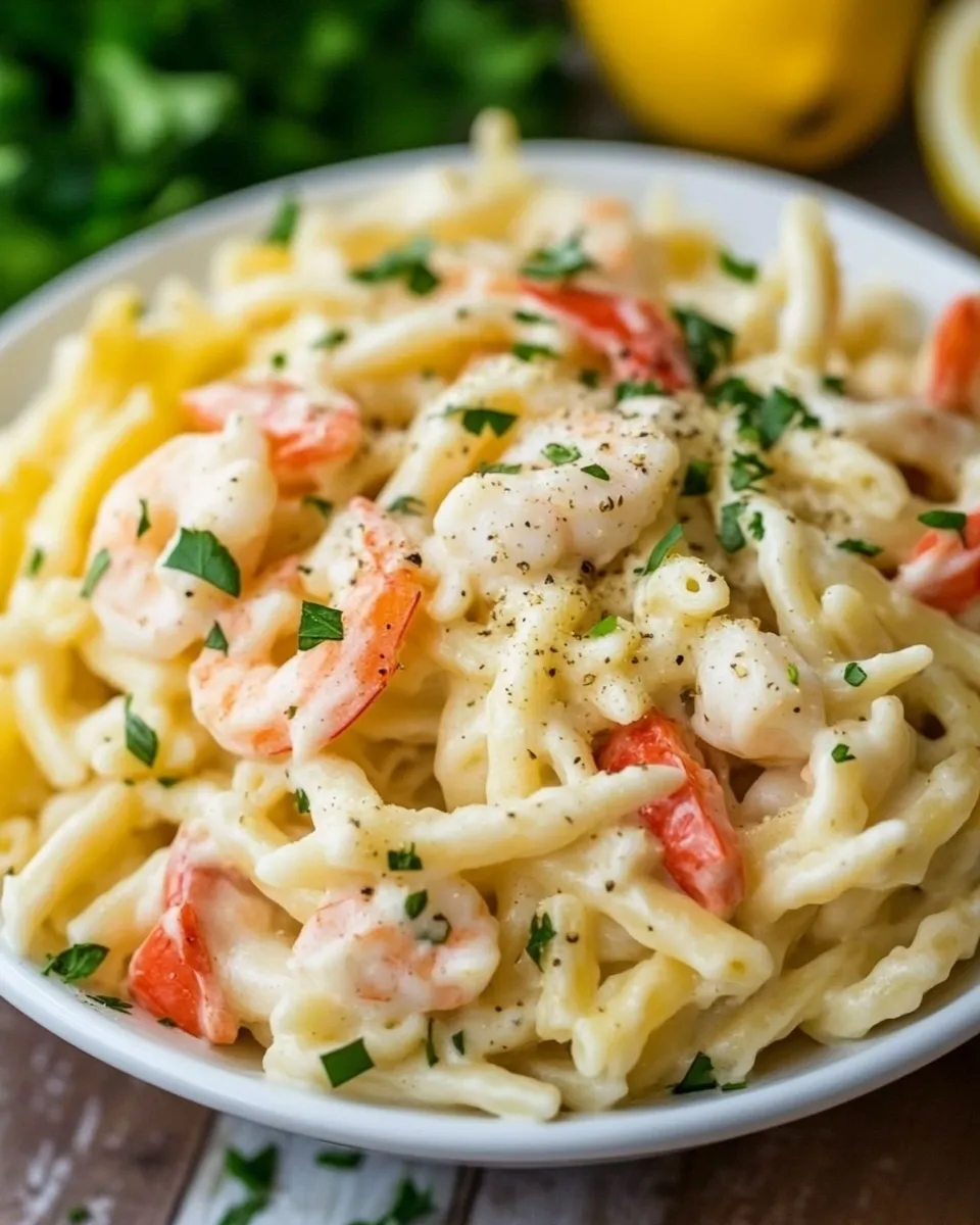 Delicious Creamy Seafood Pasta shot