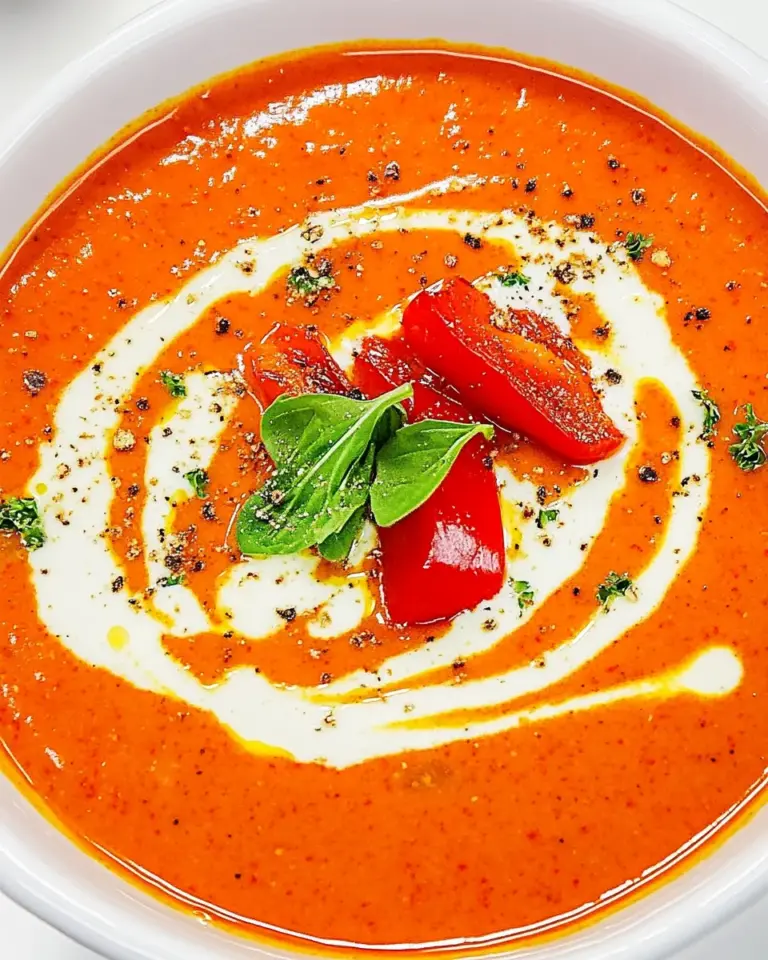 Homemade Creamy Tomato Bisque with Roasted Bell Peppers photo