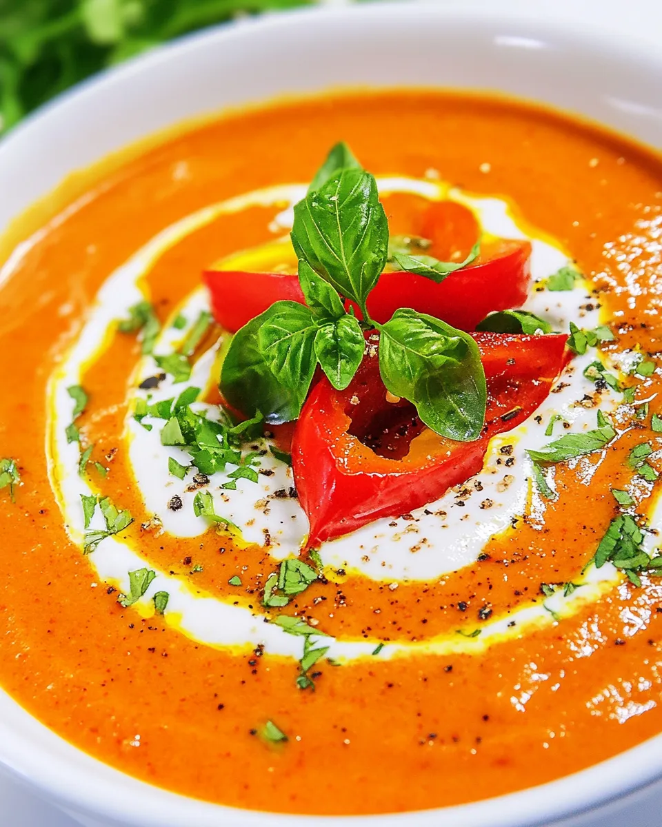 Classic Creamy Tomato Bisque with Roasted Bell Peppers image