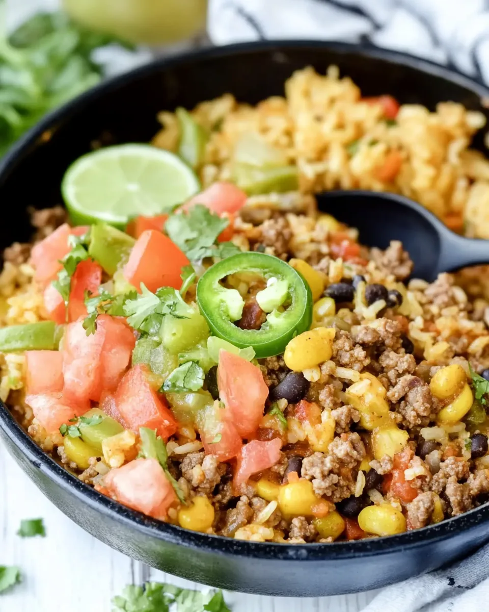 Quick Easy Mexican Ground Beef and Rice shot