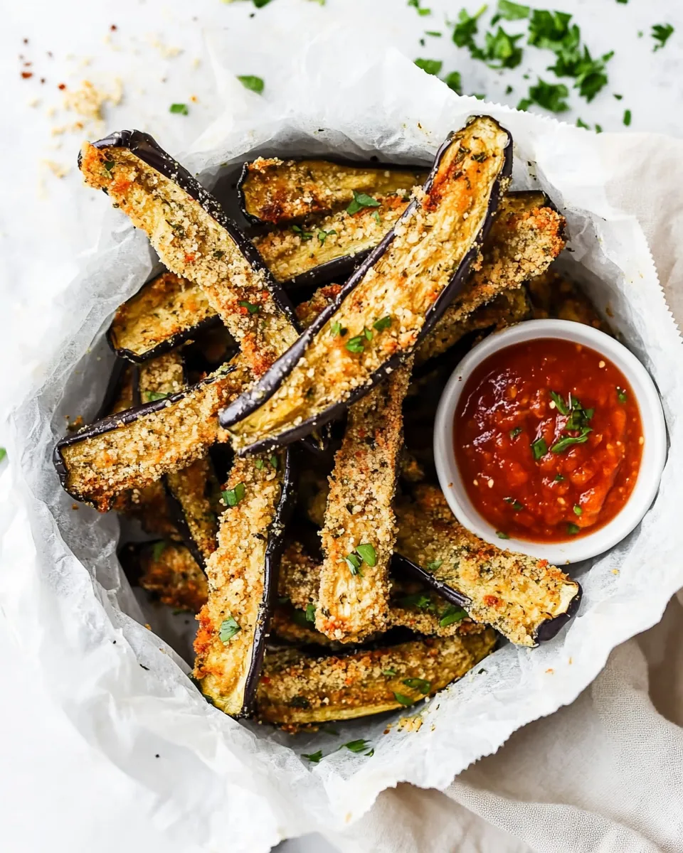 Healthy Eggplant Sticks (Baked or Air Fryer) food shot