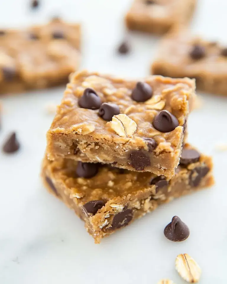 Homemade Flourless Peanut Butter Oatmeal Bars with Chocolate Chips photo