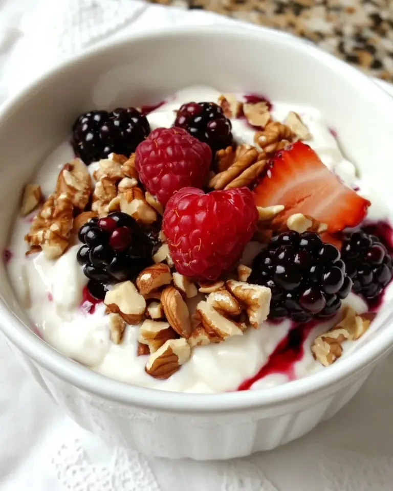 Homemade Greek Yogurt with Berries, Nuts and Honey recipe image
