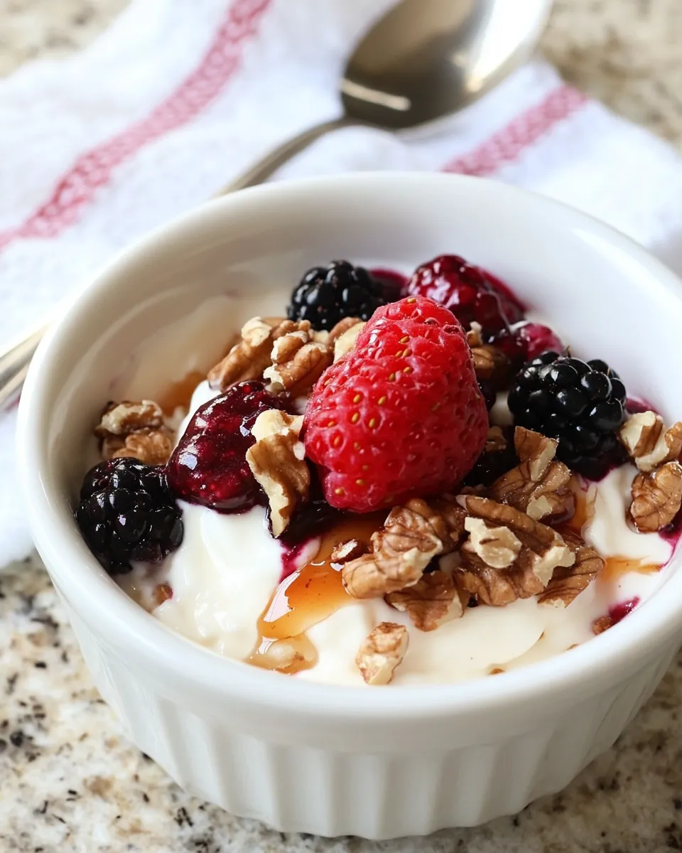 Classic Greek Yogurt with Berries, Nuts and Honey dish photo