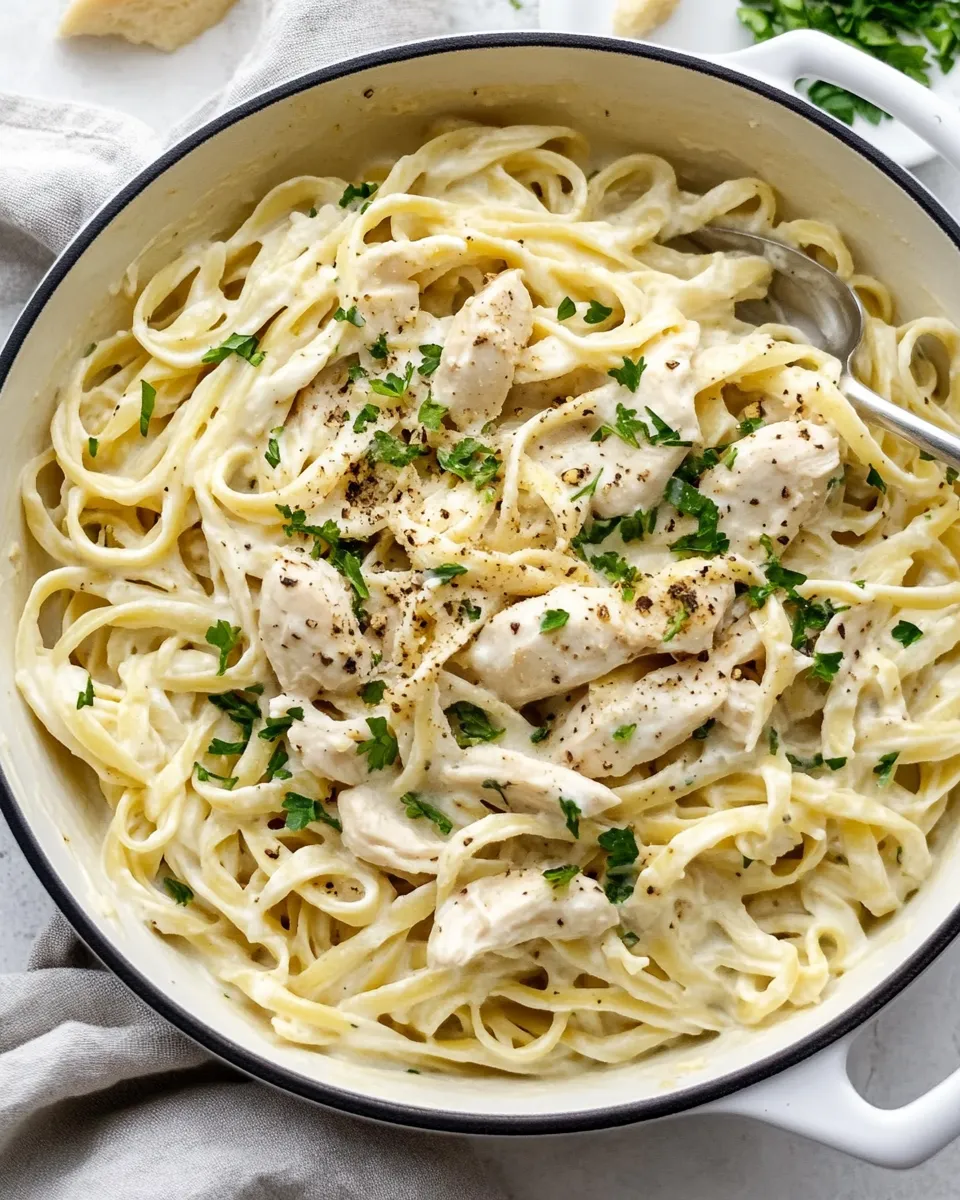 Quick Homemade Chicken Alfredo shot