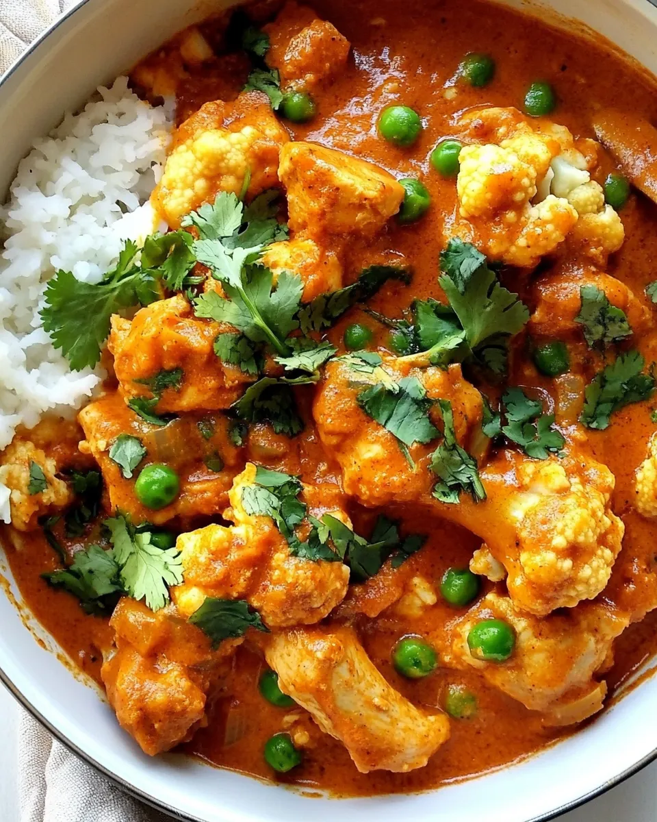 Delicious Instant Pot Chicken Tikka Masala with Cauliflower and Peas image