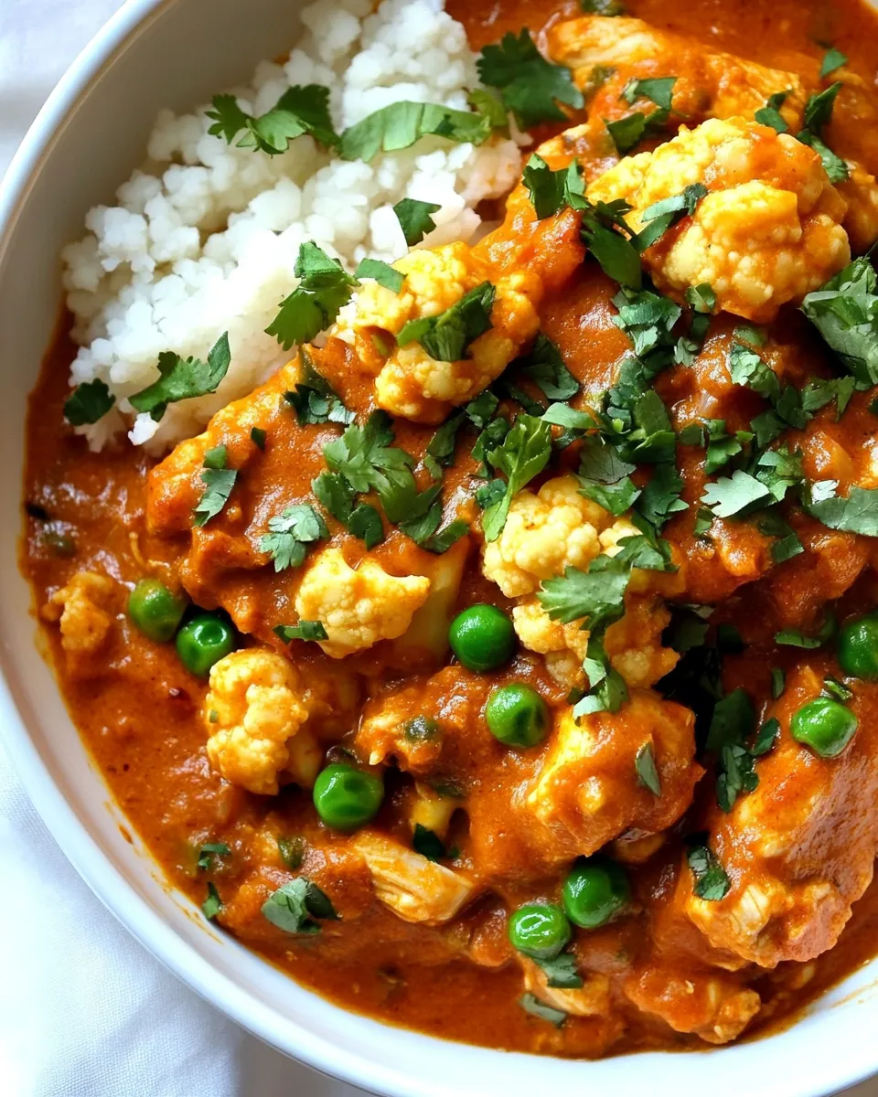 Healthy Instant Pot Chicken Tikka Masala with Cauliflower and Peas shot