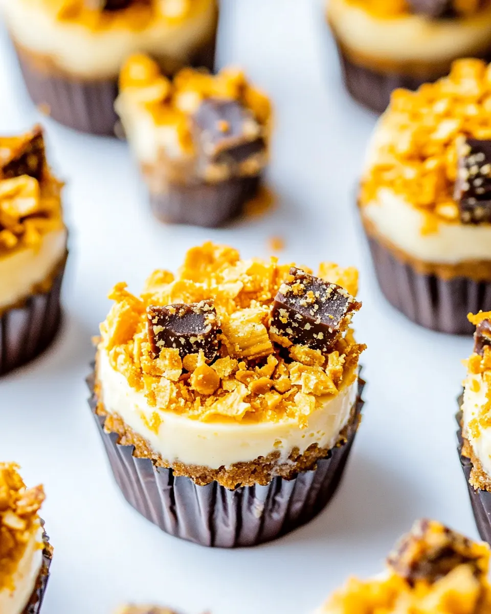 Easy Mini Peanut Butter Butterfinger Cheesecakes recipe photo