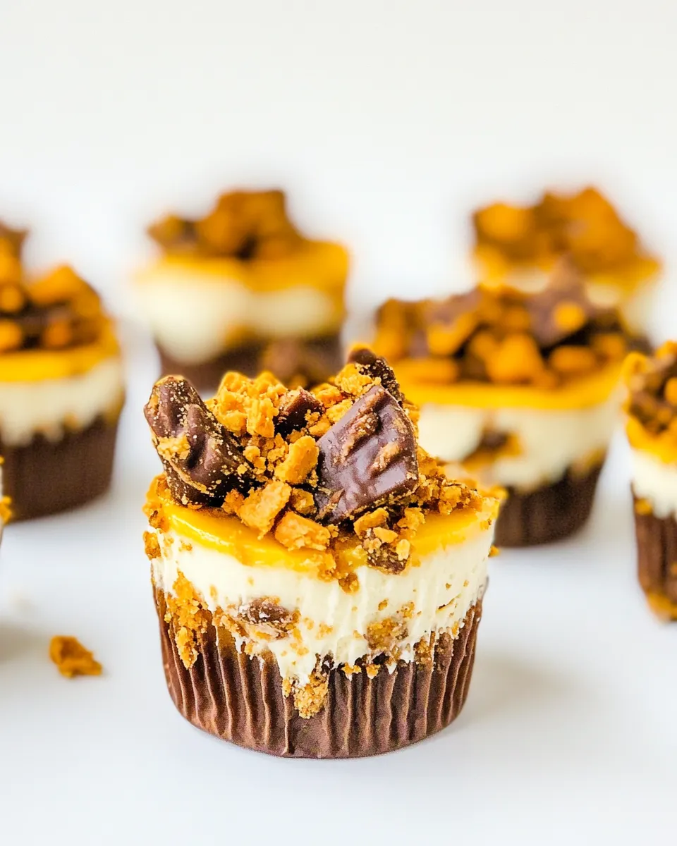 Tasty Mini Peanut Butter Butterfinger Cheesecakes shot