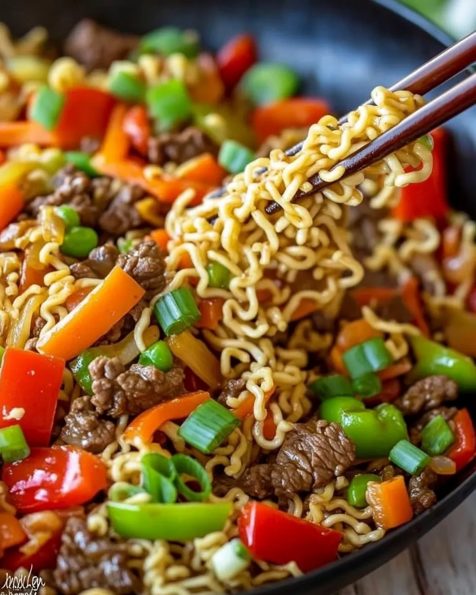 Delicious One Pan Beef Ramen Stir Fry image