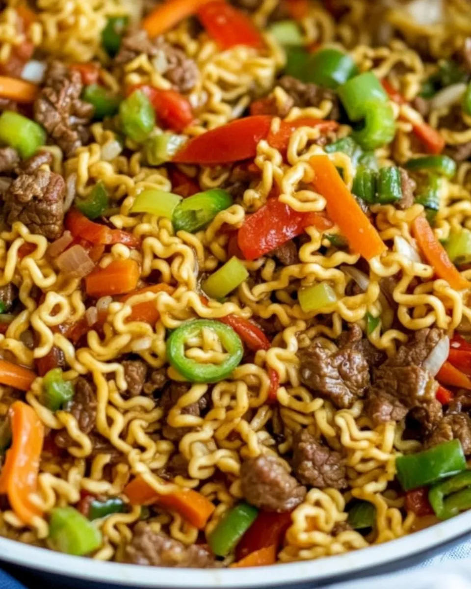 Healthy One Pan Beef Ramen Stir Fry recipe photo