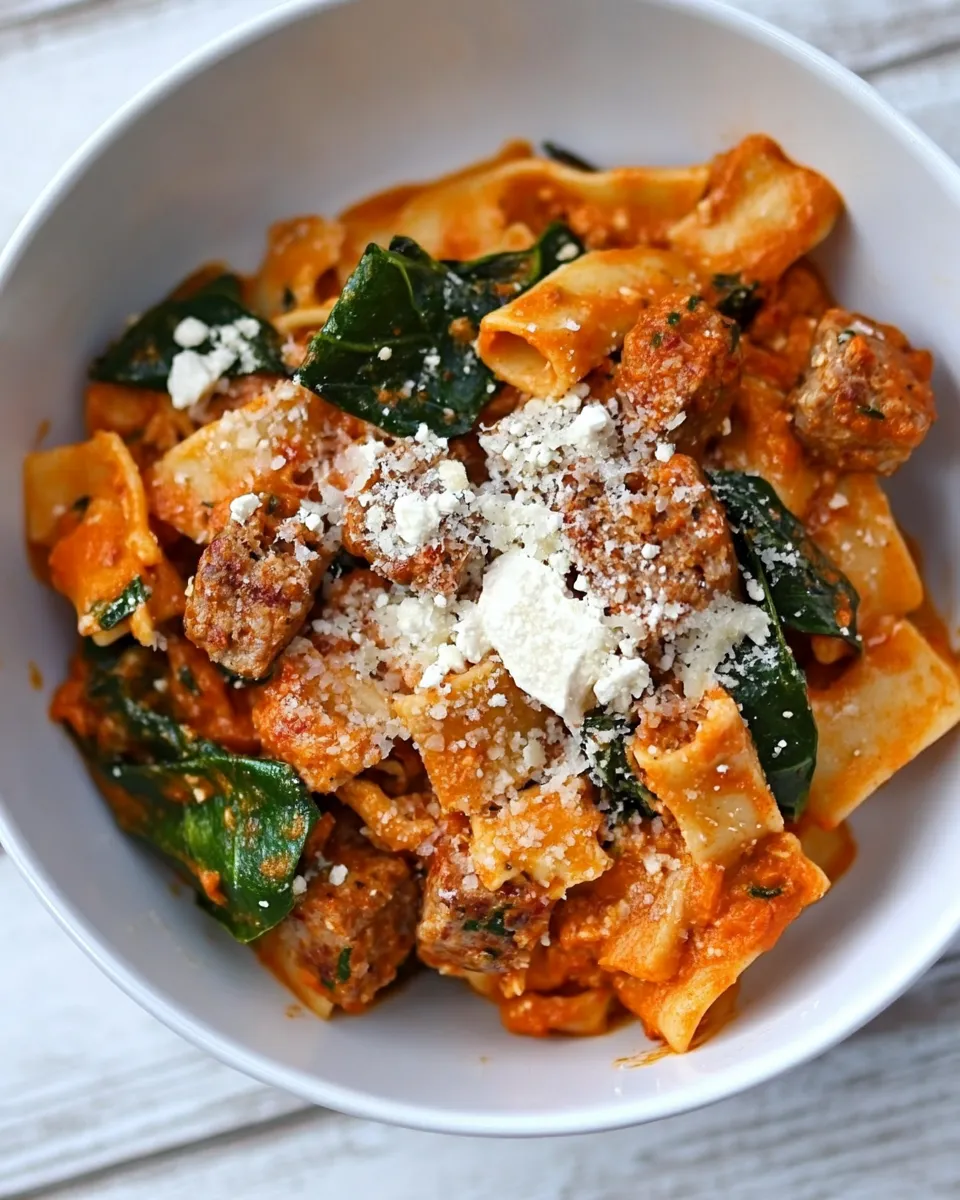 Delicious One Pot Turkey Sausage and Roasted Red Pepper Alfredo image