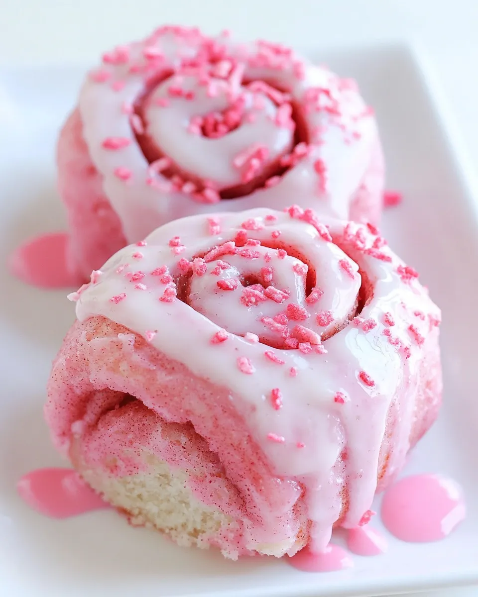 Easy Pink Cinnamon Rolls shot