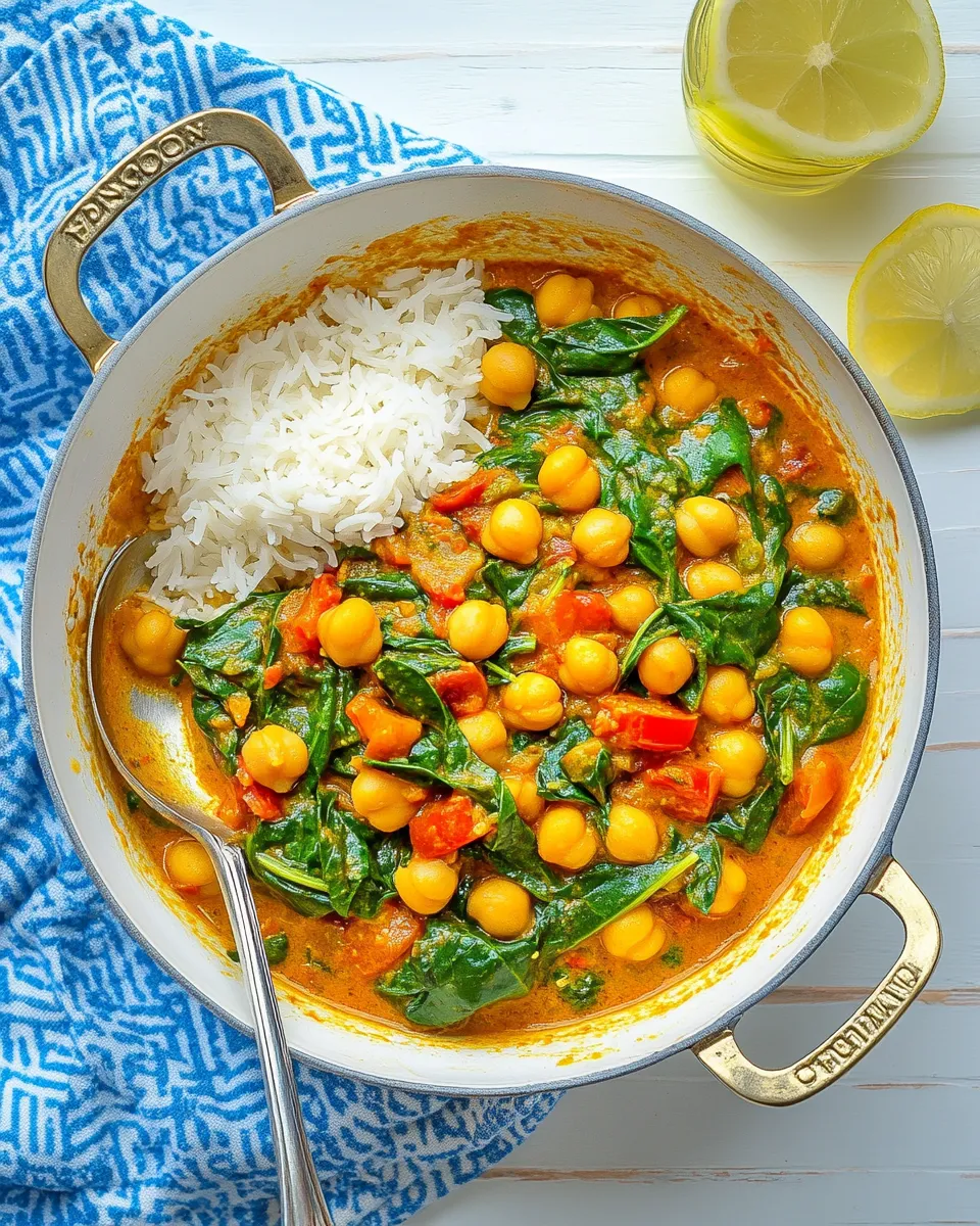 Easy Quick Chickpea and Spinach Curry (Chana Masala) recipe photo