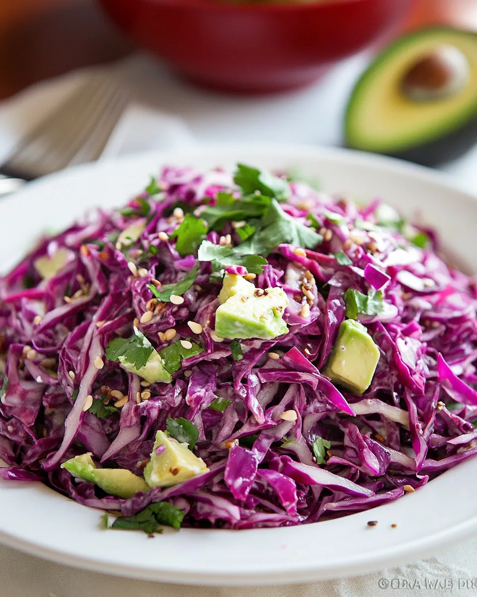 Easy Red Cabbage and Avocado Salad Recipe shot