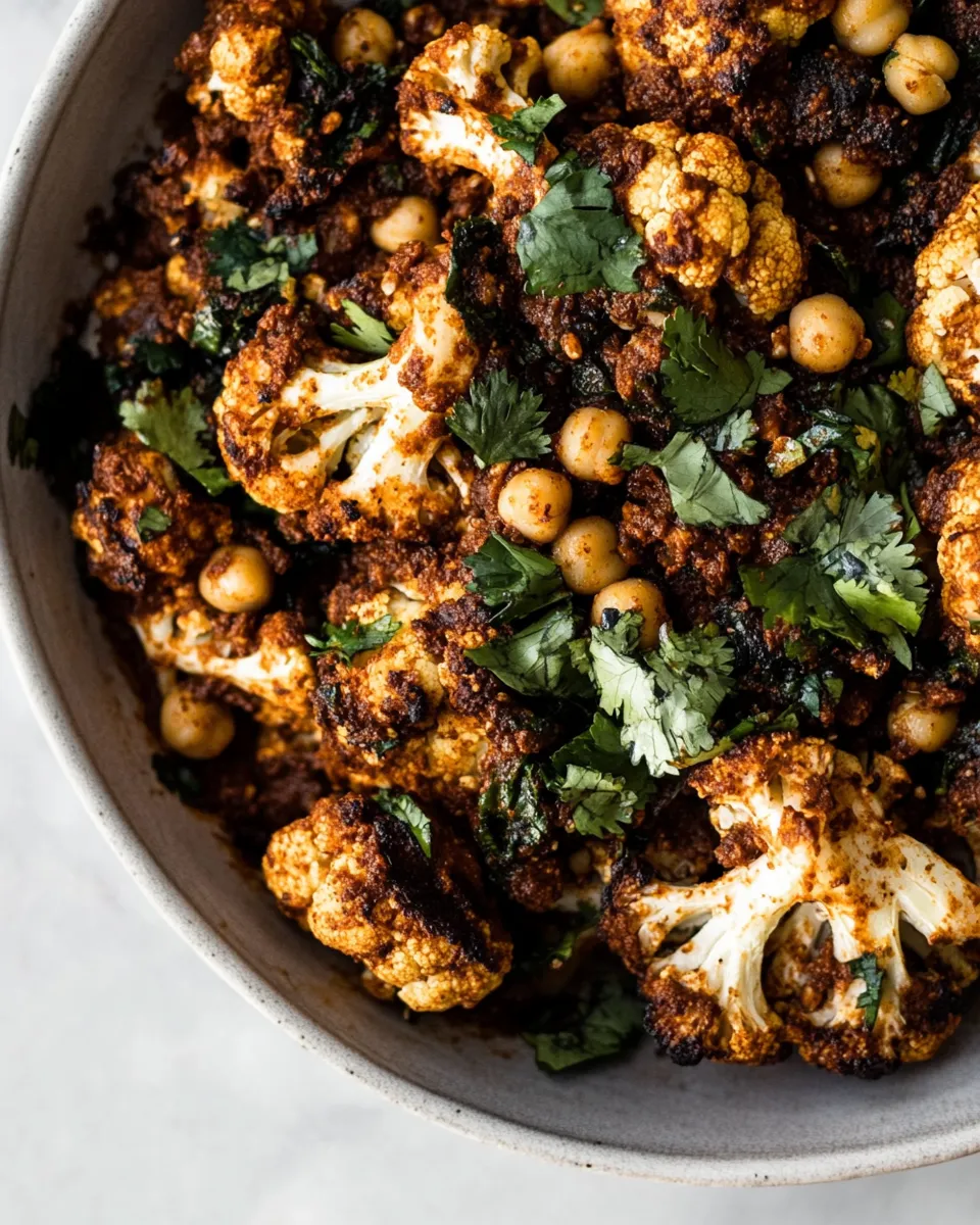 Delicious Roasted Mole Cauliflower with Chickpeas image