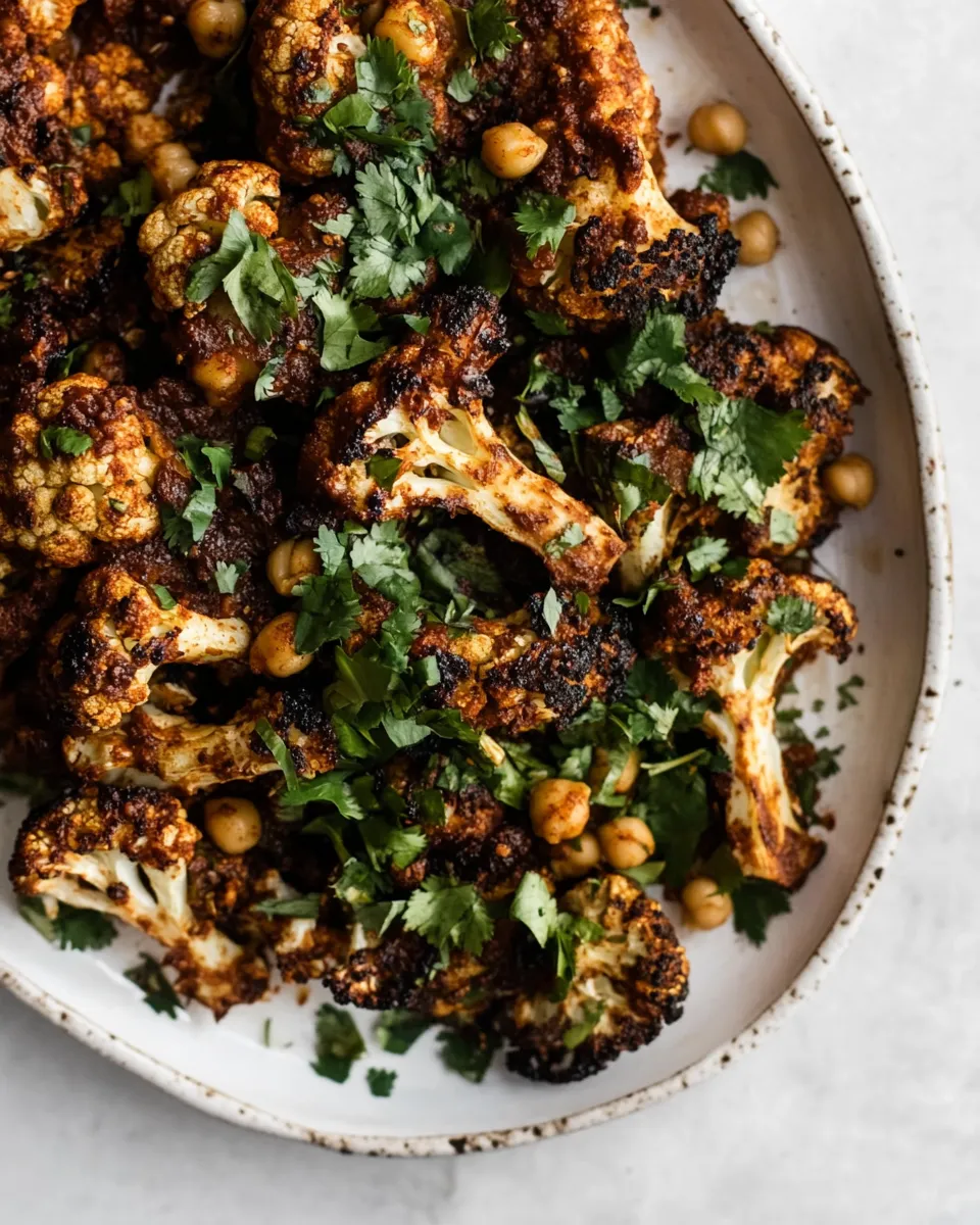 Savory Roasted Mole Cauliflower with Chickpeas recipe photo