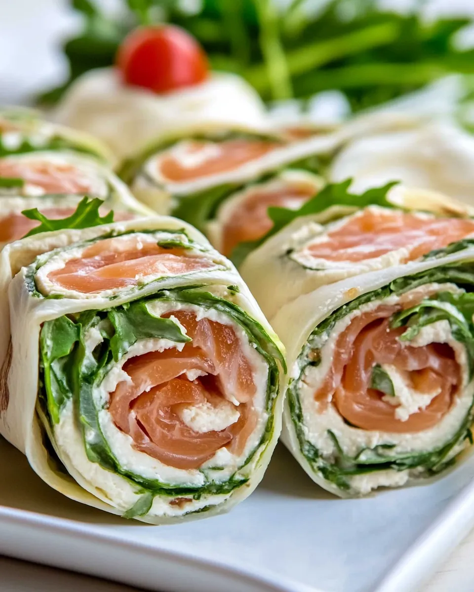 Delicious Smoked Salmon and Arugula Rolls image