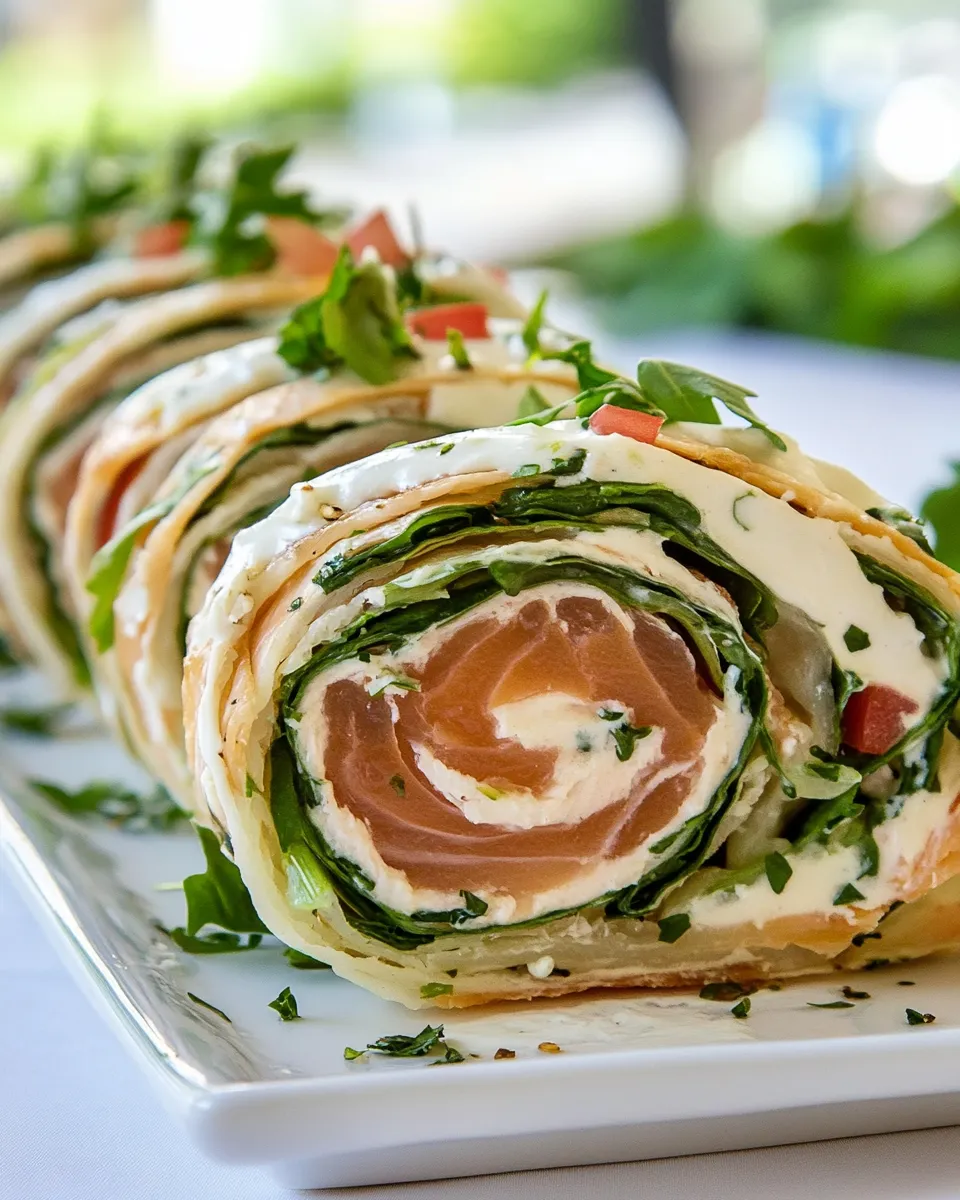 Quick Smoked Salmon and Arugula Rolls recipe photo