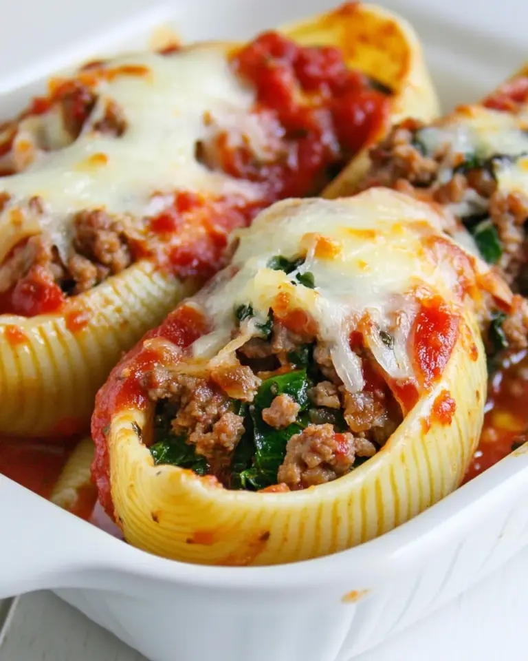 Homemade Spinach and Ground Beef Stuffed Shells photo
