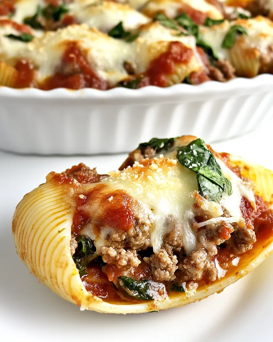 Easy Spinach and Ground Beef Stuffed Shells recipe photo