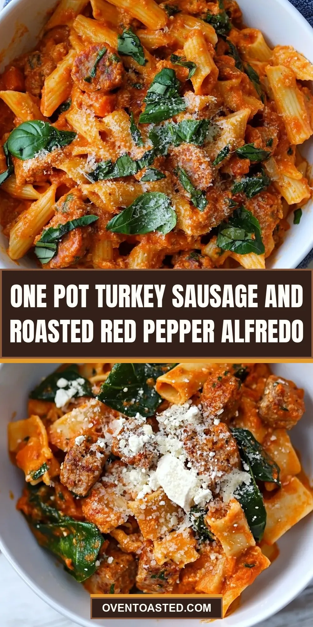 The Best One Pot Turkey Sausage And Roasted Red Pepper Alfredo Ever
