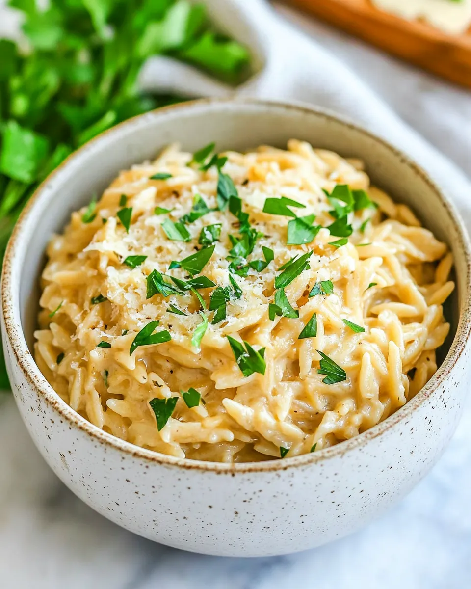 Homemade 15 Minute Creamy Garlic Parmesan Orzo photo