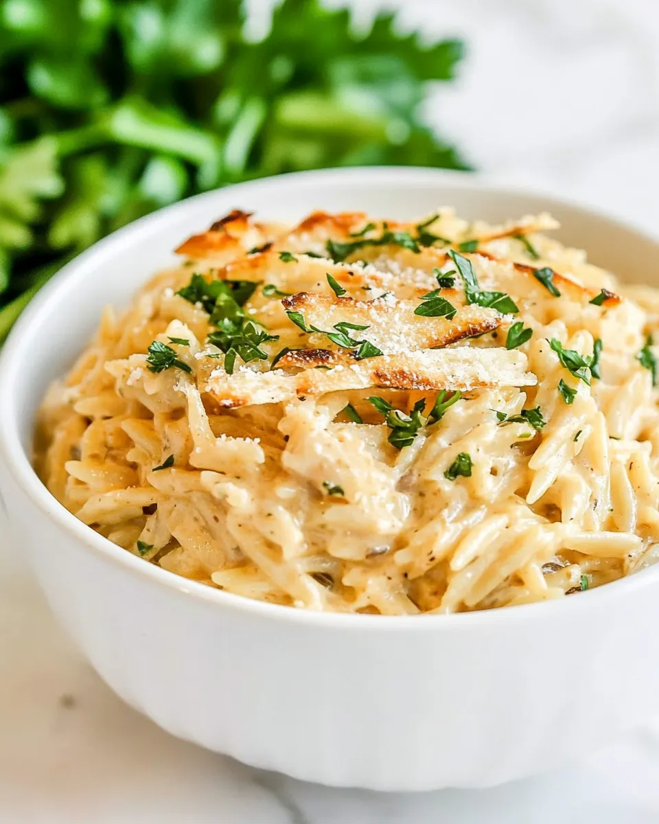 Classic 15 Minute Creamy Garlic Parmesan Orzo image