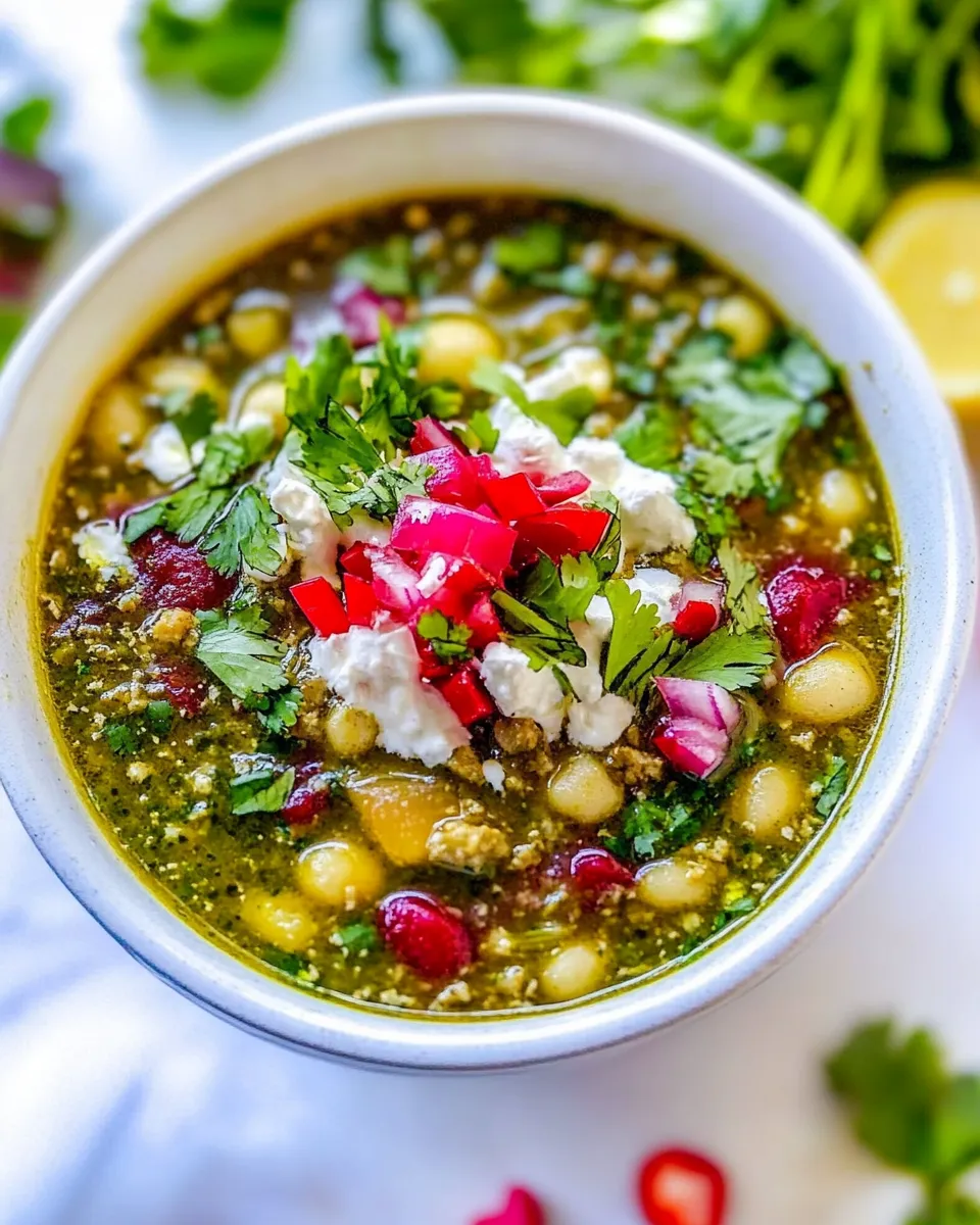 Delicious 20-Minute Easy Vegan Pozole Verde shot