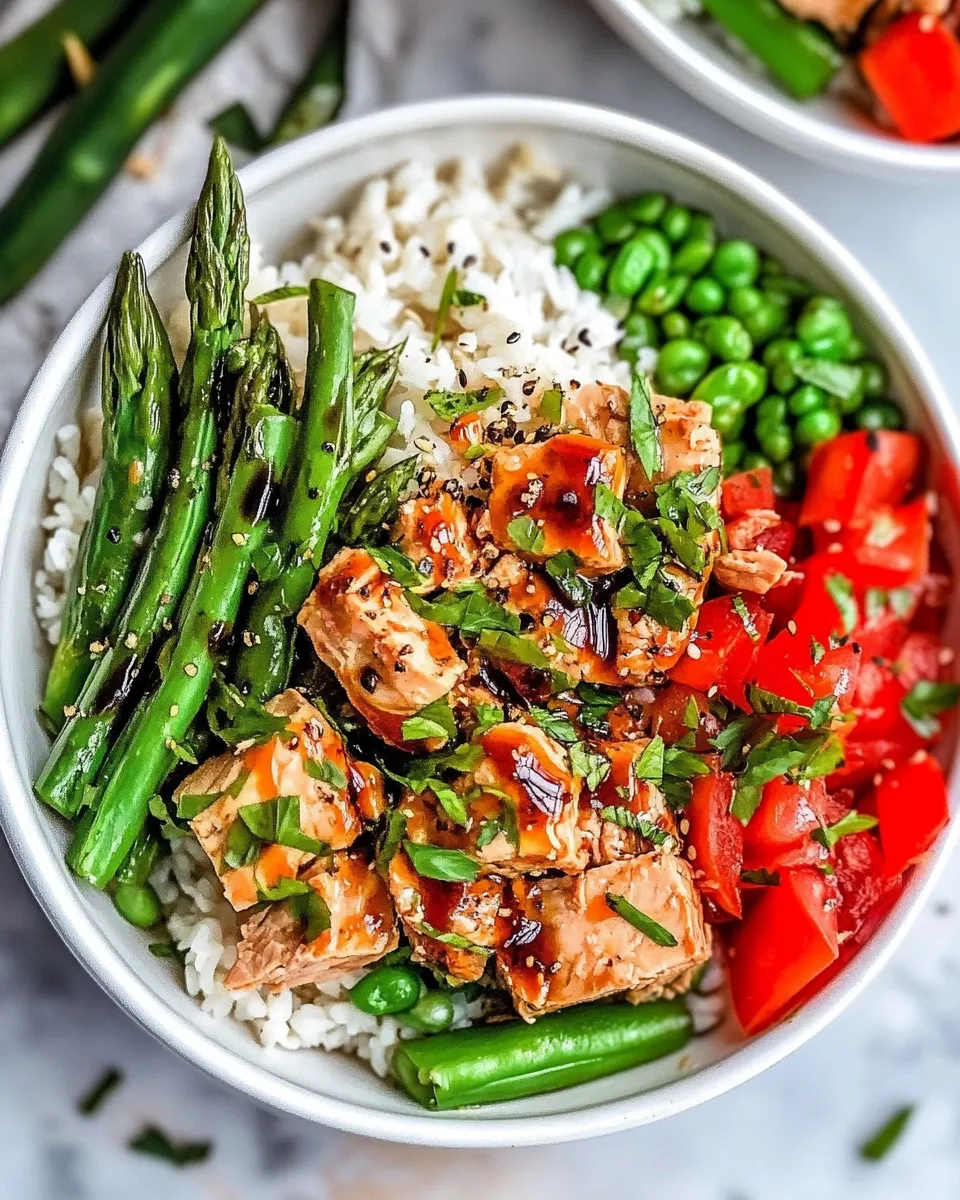 Delicious 20 Minute Honey Balsamic Tuna Veggie Bowls shot