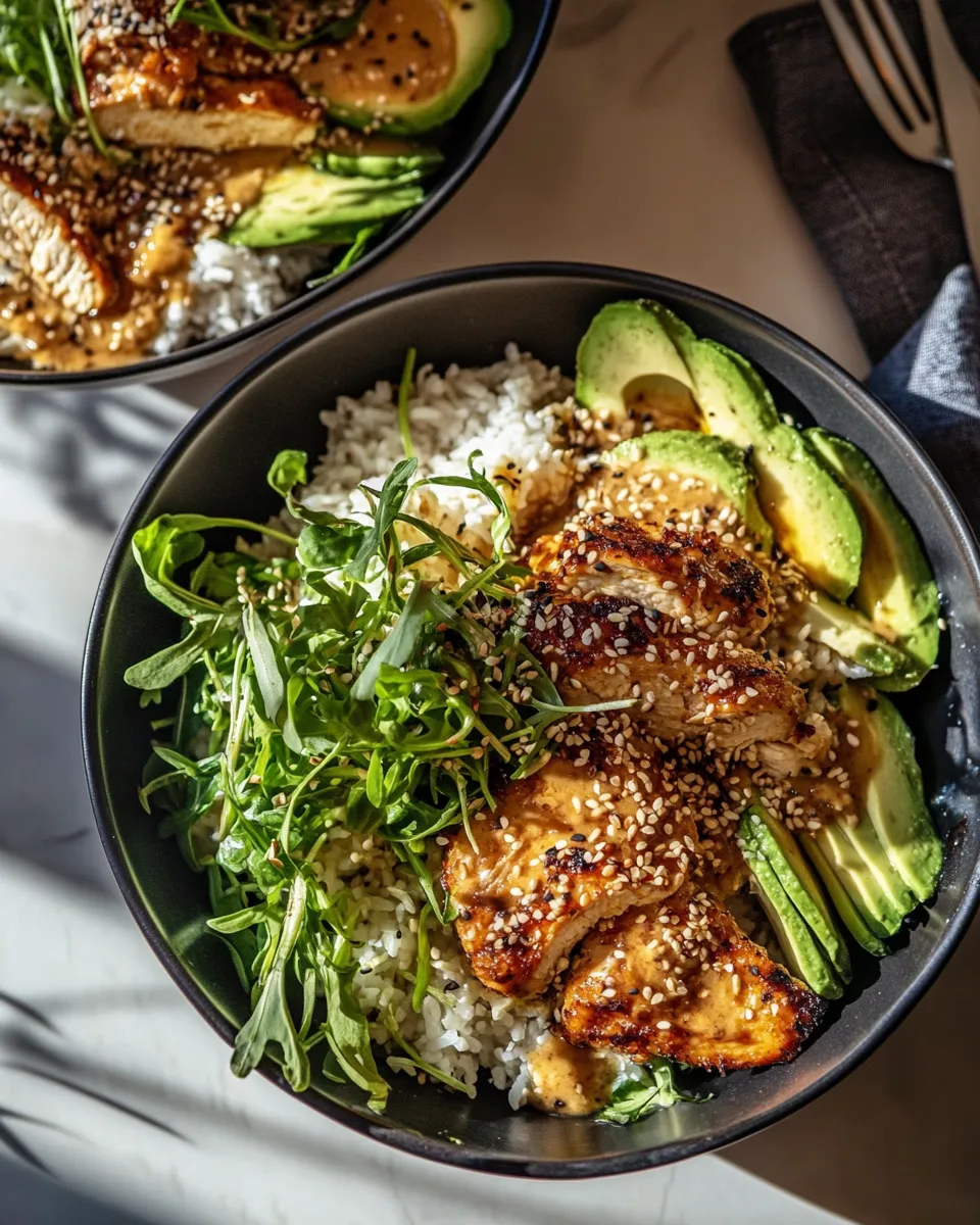 Homemade 20 Minute Miso Sesame Chicken Bowls. photo