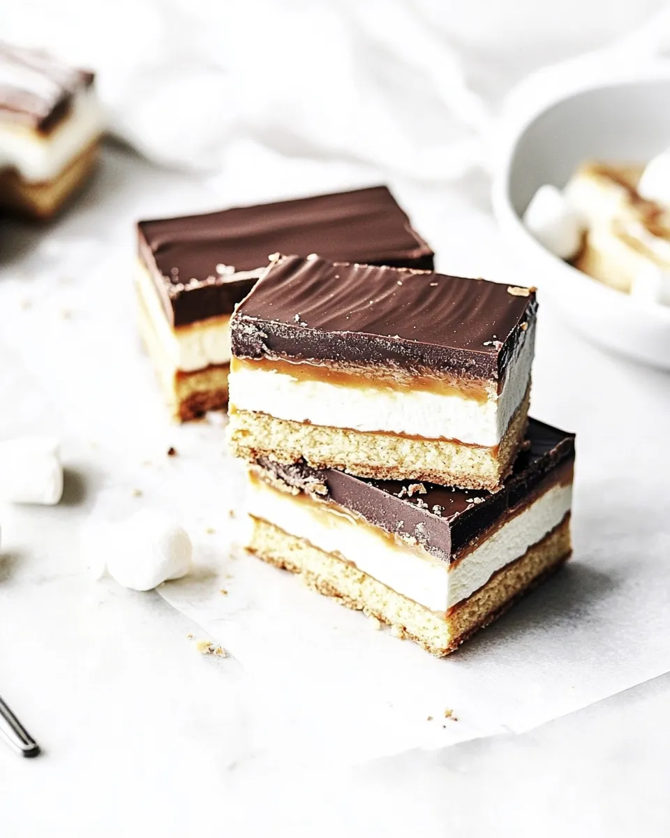 Homemade 3-Layer Caramel and Chocolate Marshmallow Bars photo
