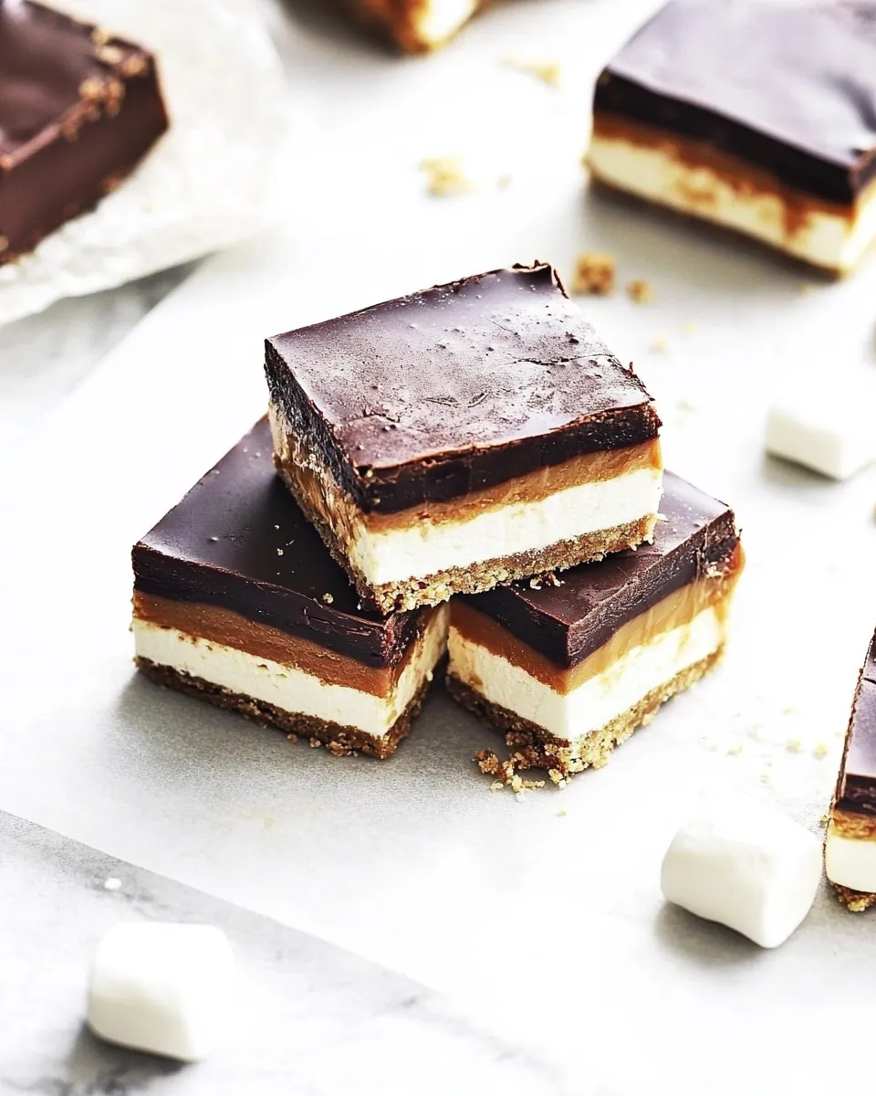 Classic 3-Layer Caramel and Chocolate Marshmallow Bars image