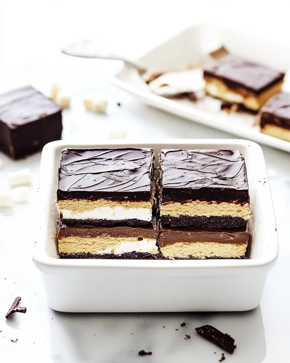 Delicious 3-Layer Caramel and Chocolate Marshmallow Bars shot