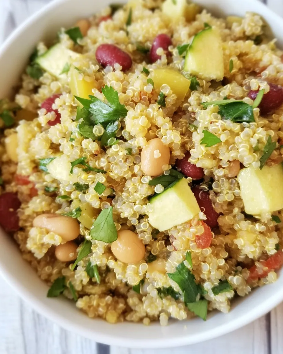 Quick 4 Bean Curry Quinoa Salad shot