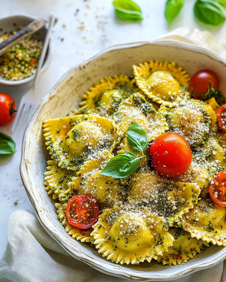 Delicious 5-Ingredient Pesto Ravioli shot