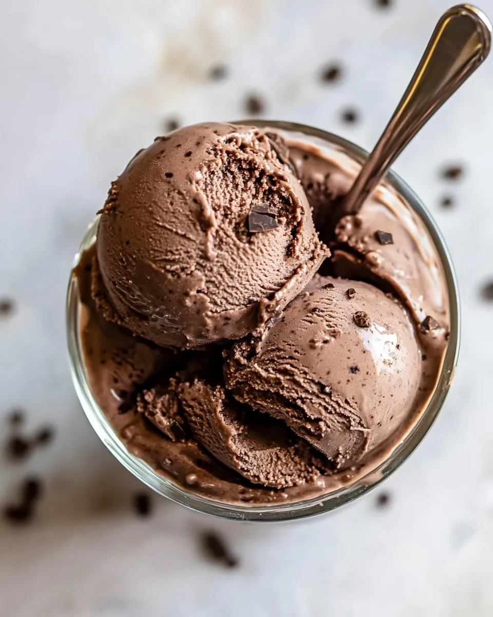 Quick 6 Ingredient Chocolate Coffee Nice Cream. food shot