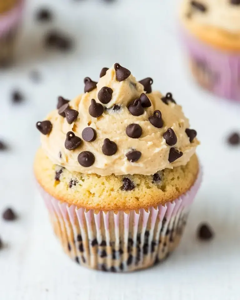 Delicious A Gluten-Free Cupcake with Chocolate Chips and Peanut Butter Frosting photo