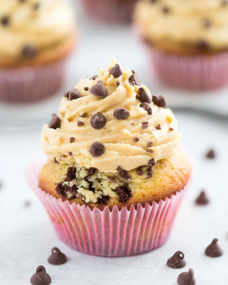 Homemade A Gluten-Free Cupcake with Chocolate Chips and Peanut Butter Frosting image