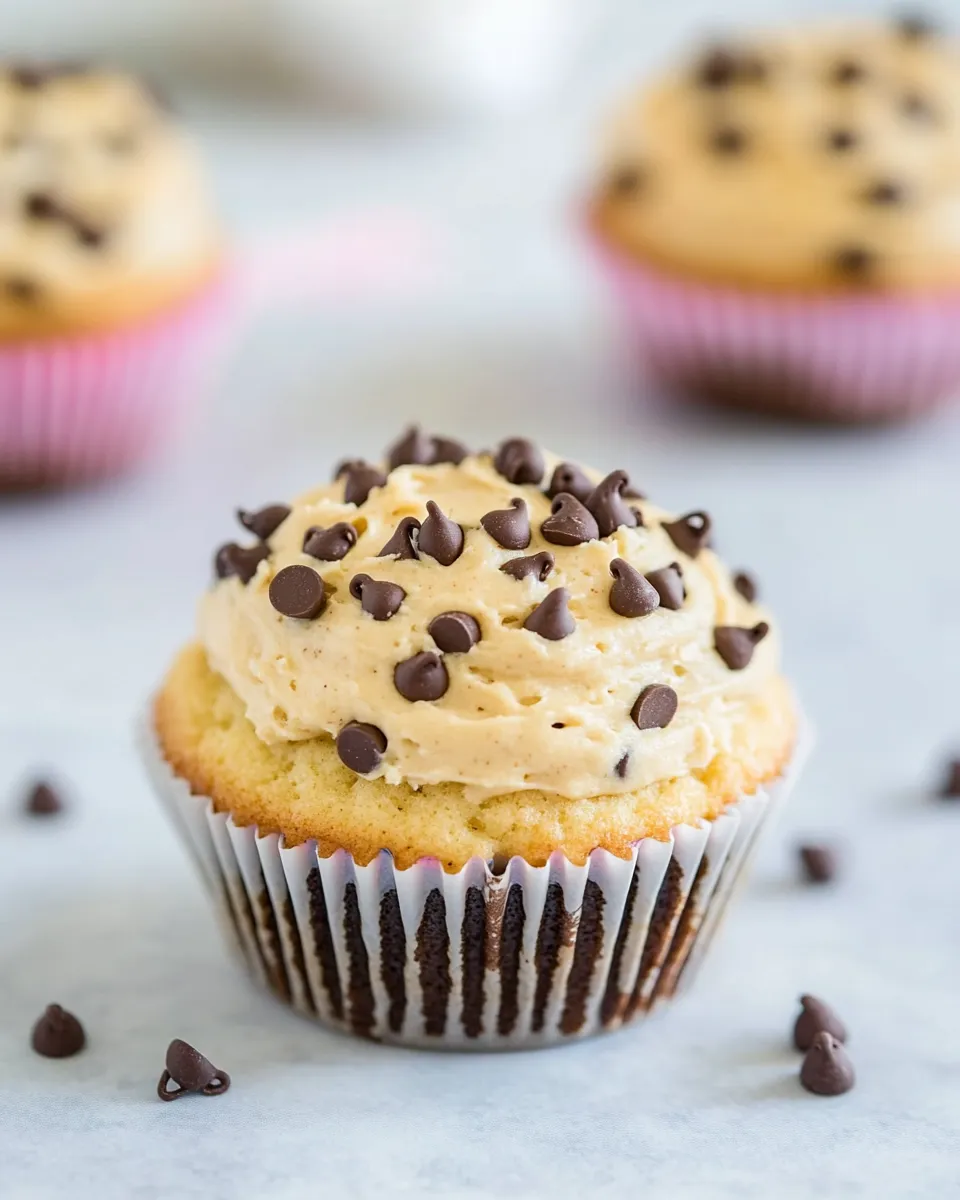 Classic A Gluten-Free Cupcake with Chocolate Chips and Peanut Butter Frosting shot