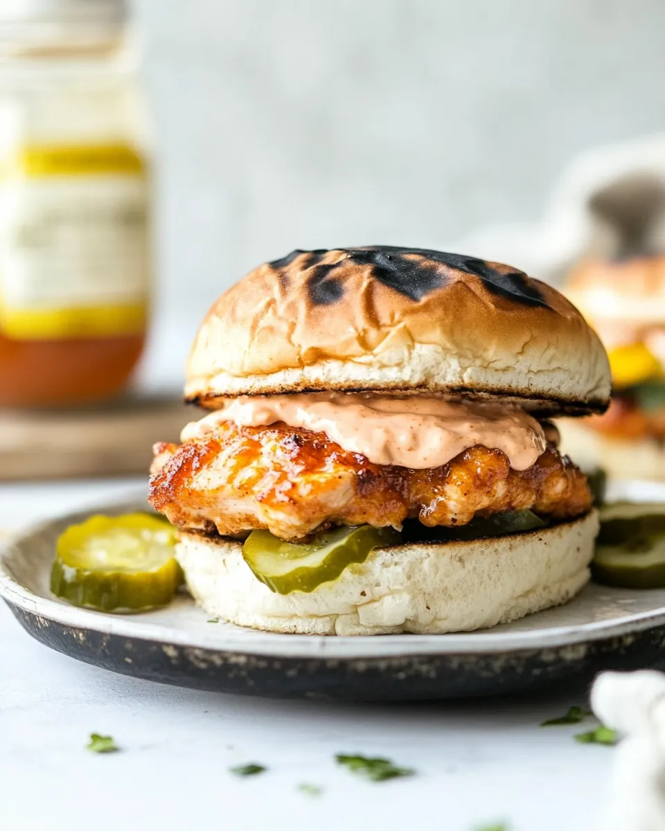 Homemade Air Fryer Chicken Sandwich with Sriracha Mayo photo