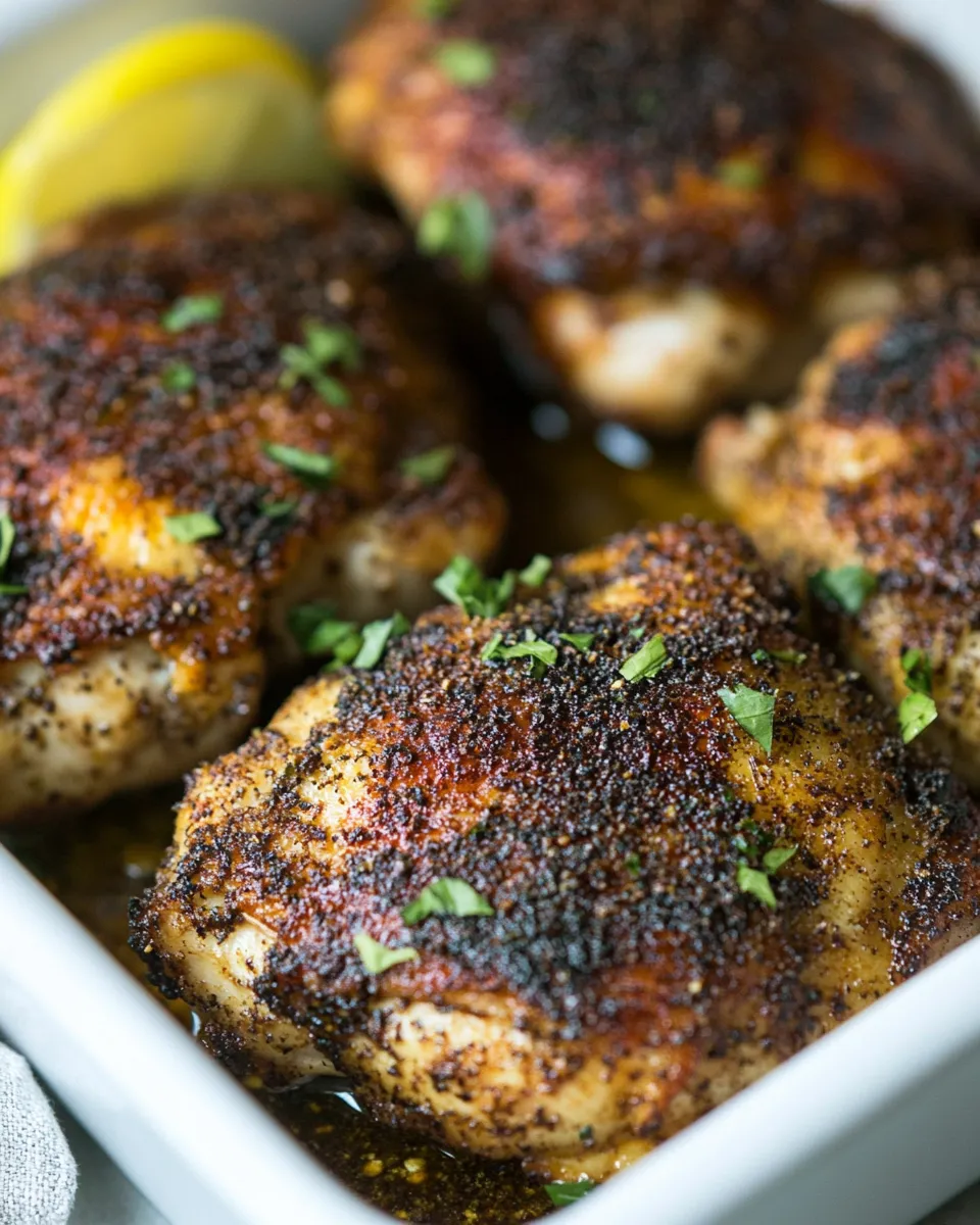 Delicious Baked Blackened Chicken Thighs shot