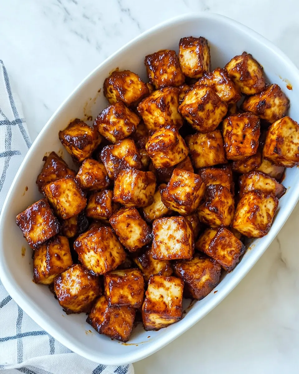 Delicious Baked Chili Miso Tofu Bites shot