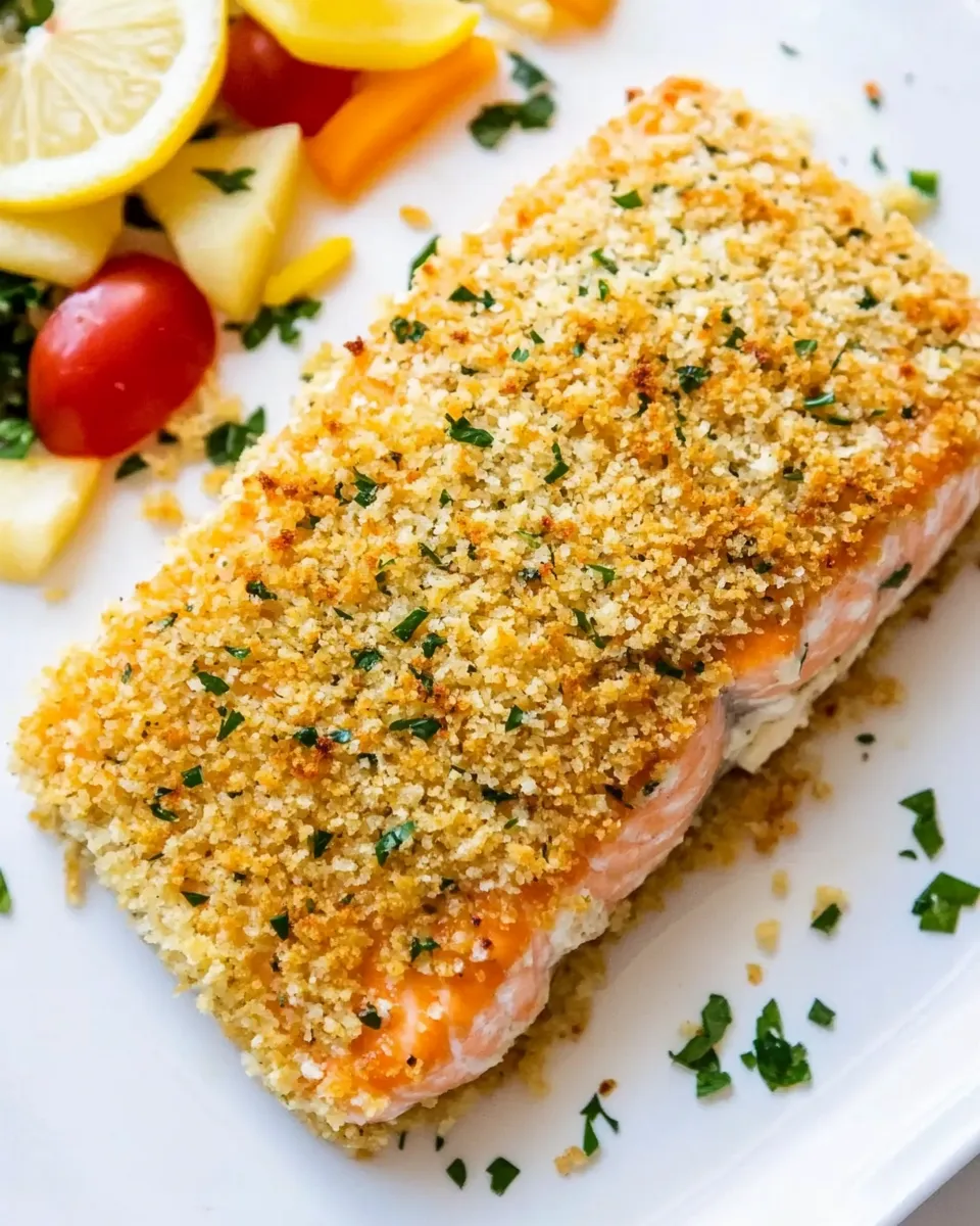 Delicious Baked Panko Breaded Salmon shot
