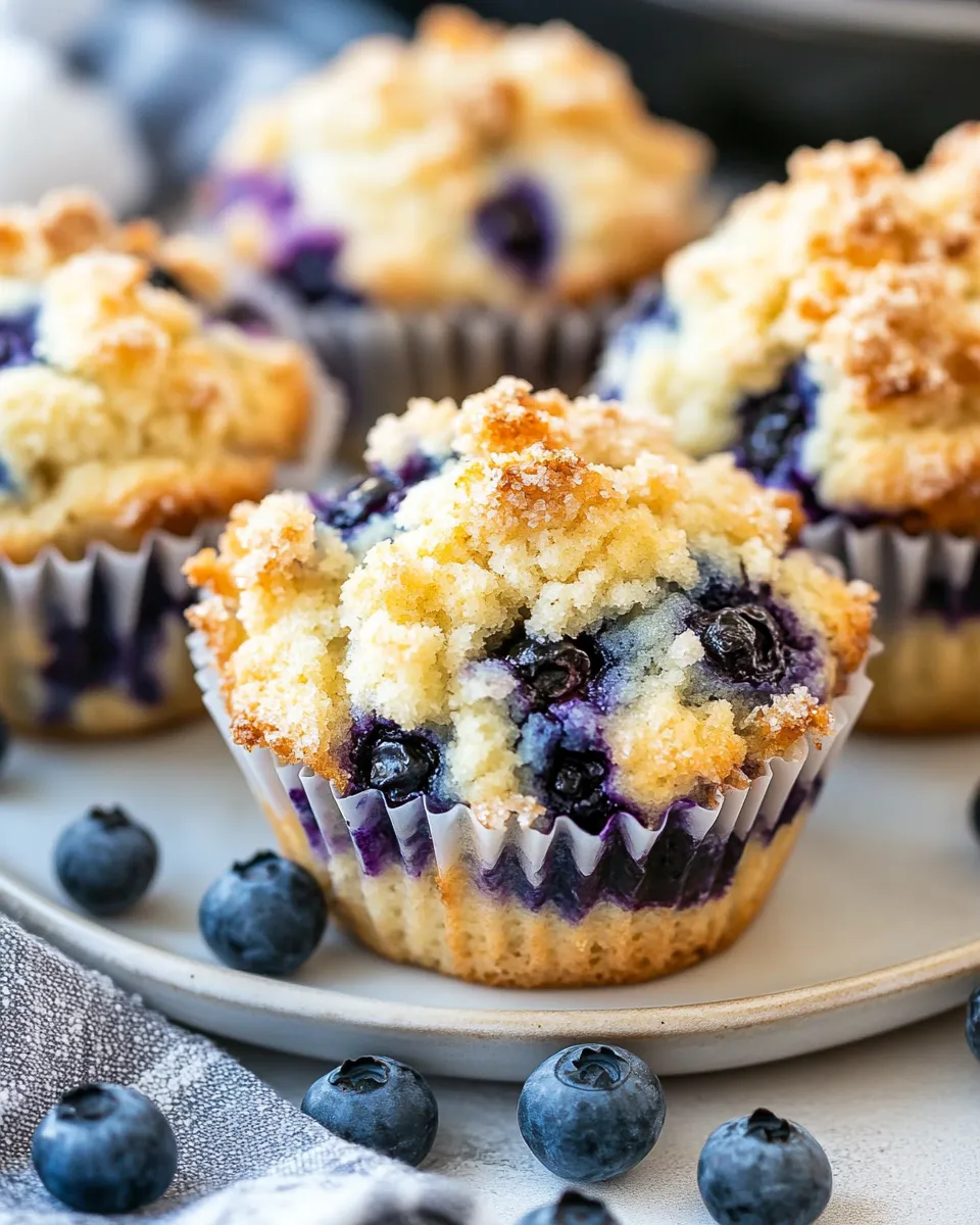Homemade Bakery Style Blueberry Muffins photo