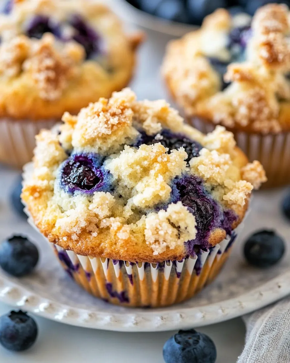 Classic Bakery Style Blueberry Muffins image