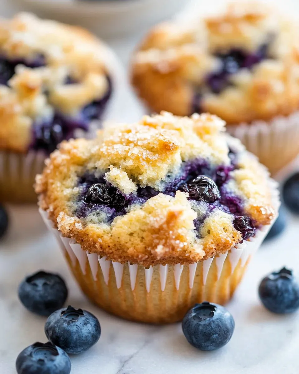Delicious Bakery Style Blueberry Muffins shot